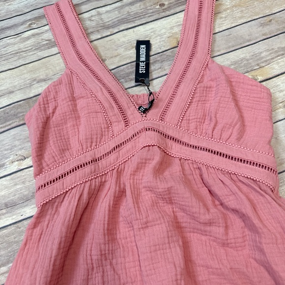 Steve Madden Taryn Tiered Cotton Gauze Midi Dress Rose Mouve Size M - Picture 6 of 7